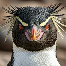Southern Rockhopper Penguin, Close up